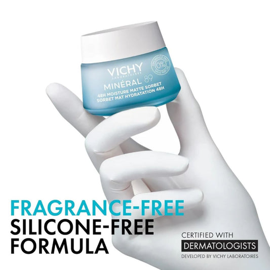 Vichy Mineral 89 Fragrance-Free Cream – Hyaluronic Acid Moisturizer for 72H Hydration | Lightweight Daily Cream for All Skin Types, Dry, Sensitive & Oily Skin