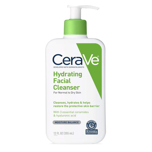 CeraVe Hydrating Facial Cleanser Bottle Front – Hyaluronic Acid & Ceramides