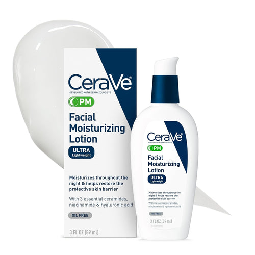 CeraVe PM Facial Moisturizing Lotion lightweight night cream 3 oz