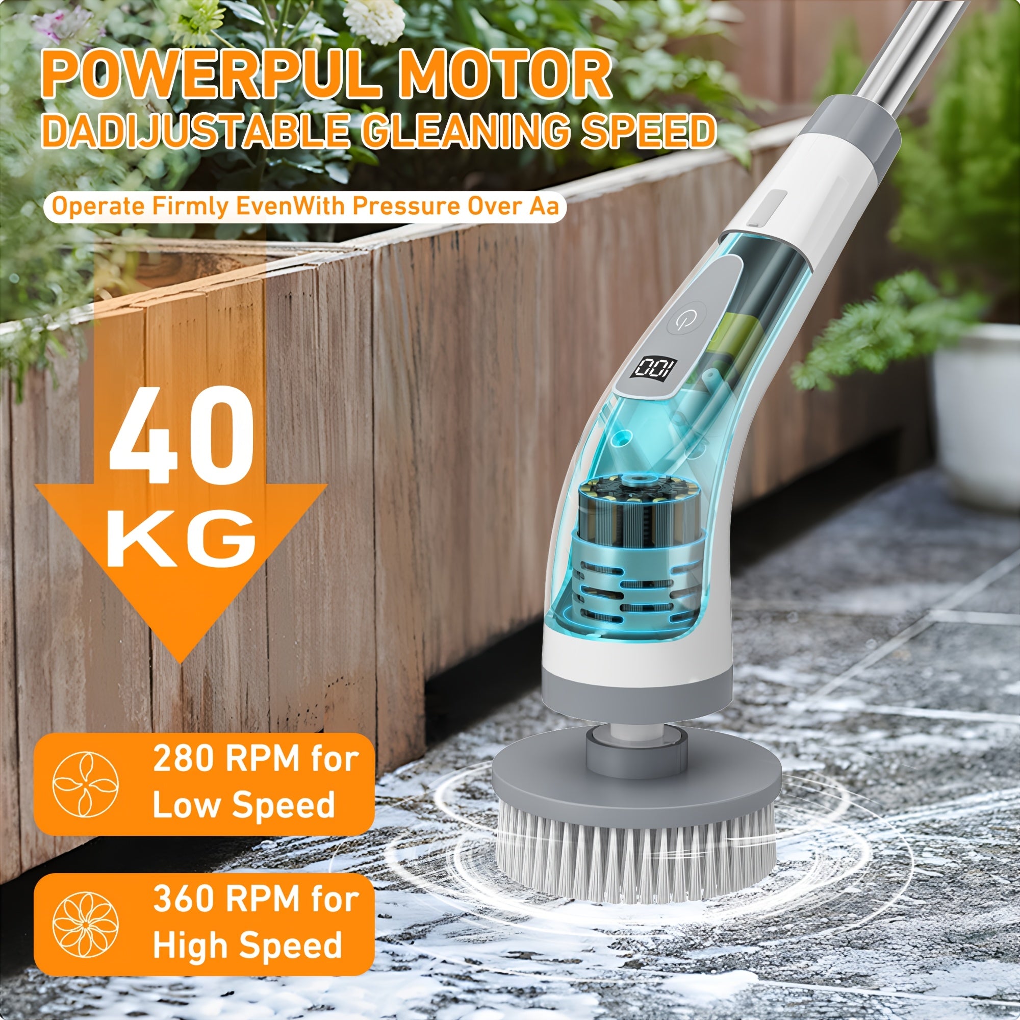 Electric Spin Scrubber with 7 Brush Heads – Cordless, Dual-Speed, Rechargeable Cleaning Brush for Bathroom, Floor, Tile & Tub