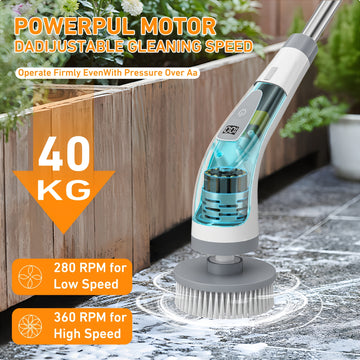 Electric Spin Scrubber with 7 Brush Heads – Cordless, Dual-Speed, Rechargeable Cleaning Brush for Bathroom, Floor, Tile & Tub