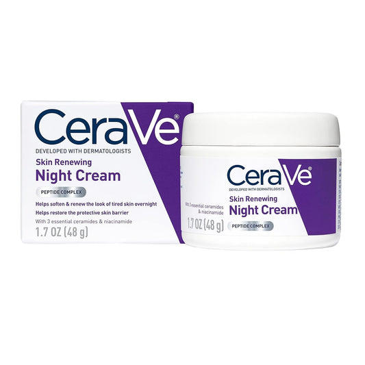 CeraVe Skin Renewing Night Cream – Peptide Complex, Niacinamide & Hyaluronic Acid Moisturizer (1.7 oz) – Anti-Aging, Fragrance-Free
