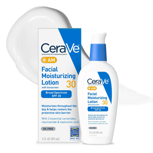 CeraVe AM Facial Moisturizing Lotion SPF 30 – Oil-Free Daily Face Moisturizer with Hyaluronic Acid, Niacinamide & Ceramides (3 oz)